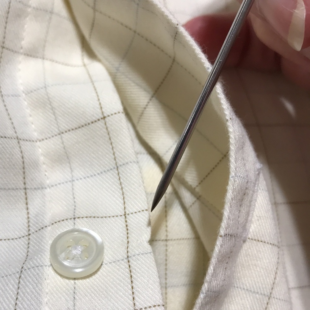JOHN HENRY—VTG—Men’s Cream Plaid LS Twill Dress Shirt—16 1/2 Neck, 34/35 Sleeve - Picture 9 of 11